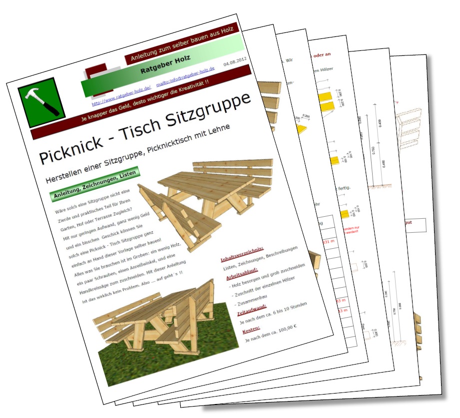 PDF - Datei: Picknicktisch mit Lehne